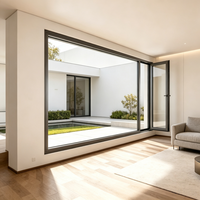 Fenêtre coulissante en alliage d'aluminium noir ultra-étroite anti-déformation, isolante thermiquement, avec fonction rotative, design moderne résidentiel