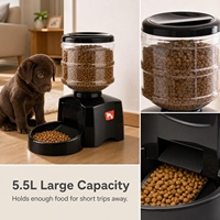 Distributeur automatique de nourriture pour chien intelligent, 5,5 L, écologique, en plastique, alimenté par batterie, écran LCD, enregistrement vocal, réglage de l'heure, pour l'extérieur