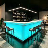 Nouveau design de comptoir de bar de restaurant élégant avec éclairage LED RGB pour boîte de nuit