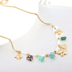 Collar con colgante en forma de corazón con cuentas de piedras preciosas y colgante para mujer, joyería de regalo - Product Image 4