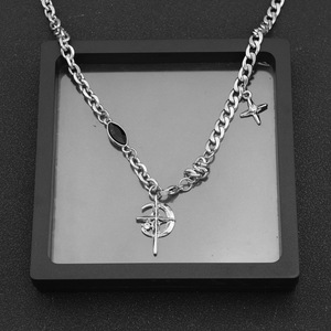 2026 Hot Selling Exquisite Star Moon Shaped Pendant Necklace Fashionable <b>Titanium</b> Steel Unisex's Necklaces Wholesale Jewelry - Product Image 4