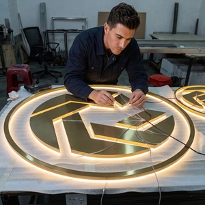Insegna LED Personalizzata con Logo in Acciaio Inox Dorato 3D, Lettere Retroilluminate, Insegna Personalizzata con LED - Product Image 6