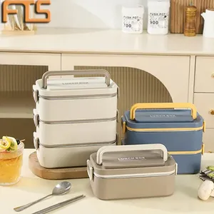 FTS bento box supplier 304 stainless steel 3 compartments oem portable plastic thermal lunch box