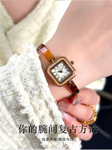 Womens Gold Square Watch Tortoise Shell <b>Bracelet</b> Roman Numerals Elegant Quartz Wristwatch - Product Image 6