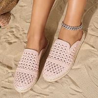 Espadrilles plates à enfiler pour femmes, style espagnol, antidérapantes, à bout fermé, en tissu, collection automne, vente en gros