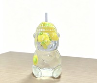 Jouet à presser en forme d'ours fruité mignon avec chapeau, en TPR transparent, gelée souple, anti-stress, jouet de décompression pour enfants de 5 à 7 ans