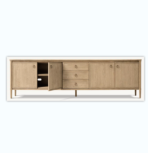 Mueble de TV de Madera Sólida Estilo Americano para Sala de Estar, Consola de Control Multimedia con Almacenamiento - Product Image 5