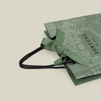 Sac fourre-tout classique en carton vert foncé portable pour bijoux, bougies et emballages d'artisanat - Sac cadeau haut de gamme avec impression couleur intégrale