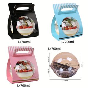Wholesale 700ml Transparent Plastic Portable Salad Fruit Ball Bowl Clear Mousse Ball Bakery <b>Gift</b> Dessert <b>Cake</b> Packing <b>Box</b> - Product Image 2