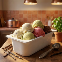 Conteneur rectangulaire en PET de qualité alimentaire de 5 L pour crème glacée, avec couvercle hermétique, logo personnalisé, réutilisable, résistant au congélateur, pour supermarché