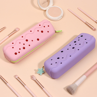 Sac à pinceaux de maquillage en silicone professionnel avec fermeture éclair, pochette de rangement cosmétique de qualité supérieure