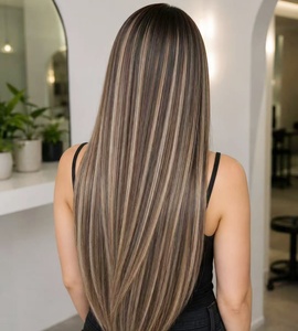 Extensions de cheveux humains Greathairgroup de qualité salon, cheveux russes Remy, blonds avec mèches brunes, double trame, nouées à la main - Product Image 3