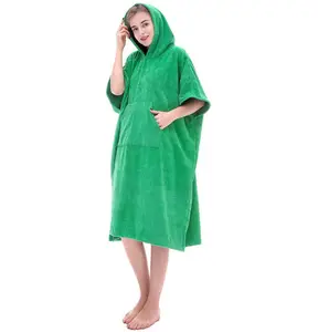 Microfiber terry cloth personalized adult surf poncho changing robe hooded beach towel