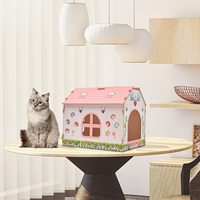 Maisonnette pour chat en carton ondulé à personnaliser, modèle DIY à colorier, cadeau de Noël, jeu d'intérieur – Vente chaude