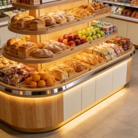 Étagères de présentation pour aliments secs de qualité commerciale, vitrine de présentation, présentoir à fruits avec design 3D pour les épiceries et les mini-marchés