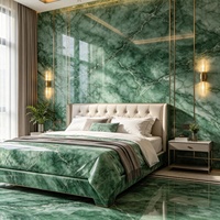 Pierre frittée grand format à profil ultra-fin et finition polie, texture Jade Glacé pour chambre et couloir