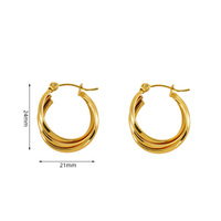 Boucles d'oreilles créoles épaisses torsadées ouvertes pour femme, plaquées or 18 carats, style minimaliste géométrique, délicates et imposantes