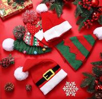 Noël tricoté chapeau noël renne père noël flocon de neige pompon bonnet rouge vert Crochet arbre casquette pour nouvel an fête adultes adolescents enfant