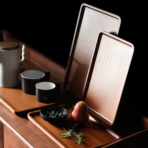 Restaurant Cuisine En Bois Naturel Assiette Plateau Plat Woonde Vaisselle Carbonisé Hêtre Palette Pour Le Service - Product Image 1