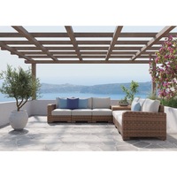 Nouvel ensemble de mobilier de jardin extérieur 2025 avec table foyer, ensembles de conversation modernes pour patio, canapé sectionnel en métal et rotin PE