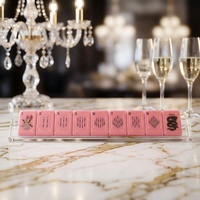 Ensemble de Mahjong Américain de Luxe Rose Bonbon, 160 Tuiles en Acrylique Gravées Grue et Dragon, pour Mariage, Prêt à Expédier, OEM