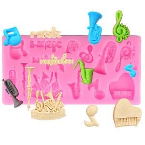 HY-molde <span class=keywords><strong>de</strong></span> silicona para decoración <span class=keywords><strong>de</strong></span> pasteles, instrumentos musicales, notas, dulces - Product Image 1