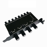 Régulateur de vitesse de ventilateur manuel à 8 ports, Hub alimenté par SATA/IDE avec réglage indépendant par bouton pour ventilateurs de châssis PC à 3 et 4 broches