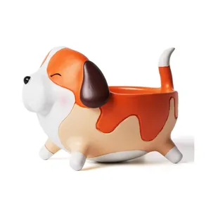 6.7 inch Animal Arts Statue Sculpture Polyresin Figurine Dog Candy Dish Cookie Plates Nuts Bowl Jewelry Tray