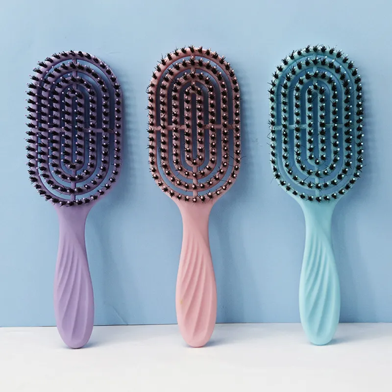 Amazon Hot-selling Detangling Vent Hair Brush For Curly Wet Hair Custom Logo Boar Bristle Vented Hair Brush