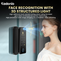 Cerradura Inteligente Kadonio para Puertas de Vidrio con Marco y sin Marco, Acceso por Aplicación TTLock, Control Remoto, Contraseña de Oficina, Reconocimiento Facial