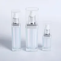 Vente flash : flacons pompe carrés en acrylique de 15 ml, 30 ml et 60 ml pour emballages cosmétiques, lotion, sérum et crème