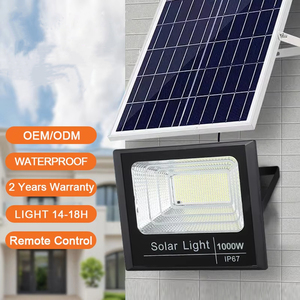 Đèn pha năng lượng mặt trời LED ngoài trời 2000W-5000W, đèn đường năng lượng mặt trời 1000W ánh sáng trắng ấm, điều khiển từ xa 5M, chống thấm nước, có phản quang, sử dụng trong nhà - Product Image 1