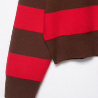 Pull tricoté chic à col polo rayé pour femme, nouvelle collection automne 2026, manches longues, style vintage