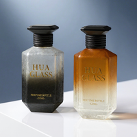 Luxuriöse Einzigartige Craquelé-Glasflasche 30ml 50ml 100ml Parfümflasche mit Individuellen Farbverläufen und Etikett Runder Schwarzer Deckel Leere Glasflasche
