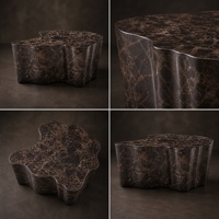 Table basse contemporaine en marbre artificiel brun brillant, design Alien, mobilier pour la maison, personnalisable
