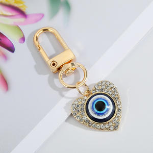 Porte-clés créatif en métal avec perles œil de mauvais œil, œil bleu, porte-clés - Product Image 4