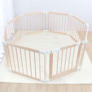 बच्चे के खेल इनडोर सुरक्षा बाड़ बड़े खेल गतिविधि क्षेत्र लकड़ी के फोल्डेबल प्लेपेन यार्ड बच्चों के लिए फर्नीचर - Product Image 1