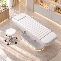 Lit de massage personnalisable pour cils et beauté avec éclairage LED, trois modes de réglage, matériau PU et base ovale – Idéal pour spa, soins du visage et tatouages