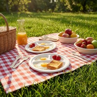 Assiettes jetables écologiques et compostables en bagasse de canne à sucre de 10 pouces pour la restauration, les fêtes et les services alimentaires