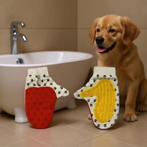 Hook Bath Gloves For Dogs With Paw Print Design 12Pcs Pack Pet Grooming Tool - Product Image 2