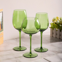 Groothandel Aanpasbare Handgeblazen Kristal Rode Wijn Glazen Groene Vintage Beker Voor Restaurant Hotel Feest