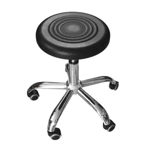 Chaise ronde en cuir PU à texture noire vente en gros chaise ronde en cuir PU à texture noire coussin de siège tabouret de bar