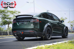 Kit carrosserie en fibre de carbone PU pour Tesla Model X <span class=keywords><strong>Plaid</strong></span> : Lame avant, jupes latérales, diffuseur arrière, spoiler, canards avant, extension de passage de roue - Product Image 3