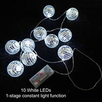 Guirlande lumineuse à 10 boules disco miroir personnalisées OEM, fonctionnant sur piles, pour fournitures de fête, mariage, festival, décoration de chambre