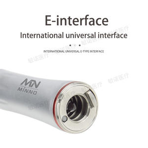 Minno Pieza de mano dental de alta velocidad, turbina curva de acero inoxidable plateada, 180g, canal de agua externo - Product Image 5
