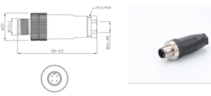 一个代码工业圆形连接器M12 5Pin公连接器传感器连接器IP67适配器 - Product Image 3