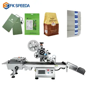 Table Top Automatic Flat Surface Card Box Plastic Pouch Bag Labeler Sticker Labeling Machine With Paging Machine