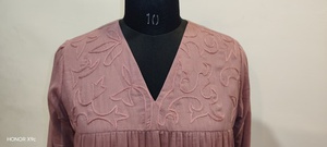 Velvet Woven Asymmetric <b>Maxi</b> Dress V Neck Long Sleeve Embroidered Pleated Loose Fit Autumn Casual Solid Color Layered Hem - Product Image 2