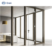 Cloison de séparation en verre pour bureau commercial, cadre en alliage d'aluminium, insonorisation 45 dB, installation facile pour hôpital et école