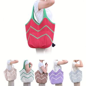 Bolso de Mano Abierto Portátil Resistente al Agua para Playa, Estilo Bohemio, de Verano, para Mujer, Tejido a Mano, de Malla, de Algodón, de Ganchillo - Product Image 3